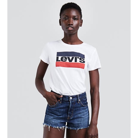 Levi's Tops - 🍷Levi’s Logo Graphic Tee White Size XS